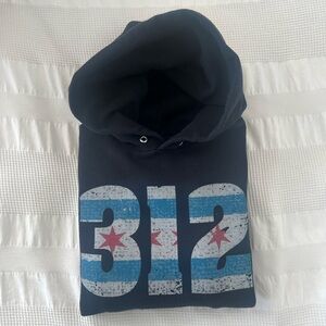 Men’s Medium Black Chicago Flag 312 Graphic Hoodie